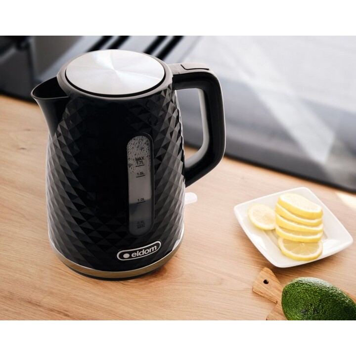 C280C ELDOM Hervidor ELLI, capacidad 1,7 l, potencia 2200 W, negro, strix, negro