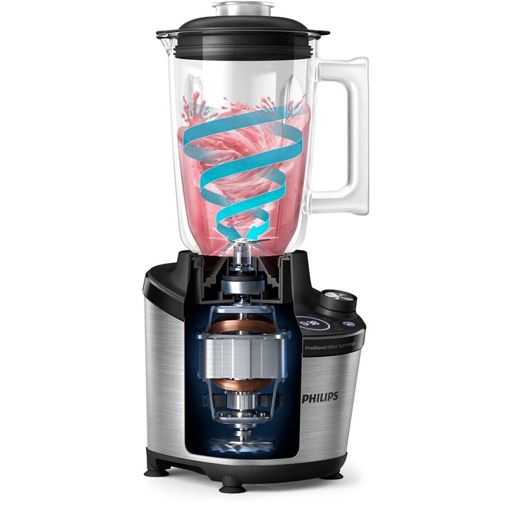 Philips 7000 series HR3760/00 licuadora Batidora de vaso 1500 W Negro, Metálico