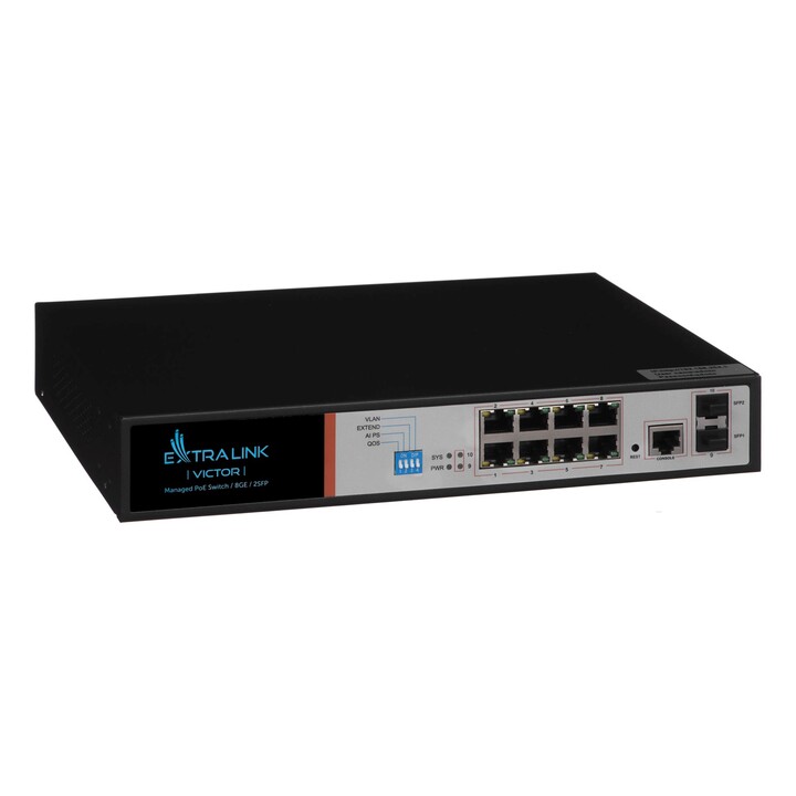 Extralink EX.8222 switch Gestionado L2/L4 Gigabit Ethernet (10/100/1000) Energía sobre Ethernet (PoE) 1U Negro