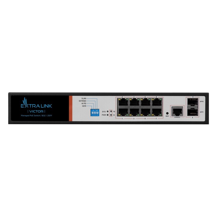Extralink EX.8222 switch Gestionado L2/L4 Gigabit Ethernet (10/100/1000) Energía sobre Ethernet (PoE) 1U Negro