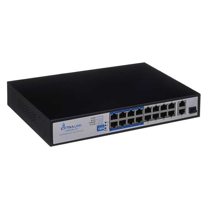 Extralink VIRTUS V3 No administrado L2 Fast Ethernet (10/100) Energía sobre Ethernet (PoE) 1U Negro