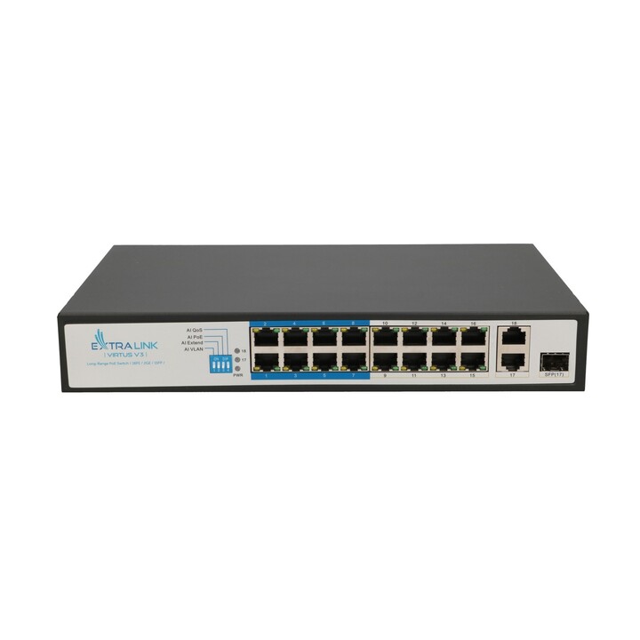 Extralink VIRTUS V3 No administrado L2 Fast Ethernet (10/100) Energía sobre Ethernet (PoE) 1U Negro