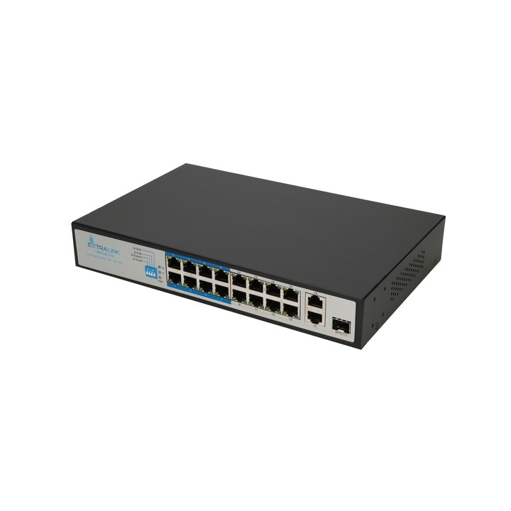 Extralink VIRTUS V3 Unmanaged L2 Fast Ethernet (10/100) Power over Ethernet (PoE) 1U Schwarz