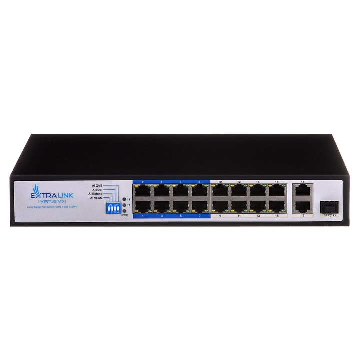 Extralink VIRTUS V3 No administrado L2 Fast Ethernet (10/100) Energía sobre Ethernet (PoE) 1U Negro