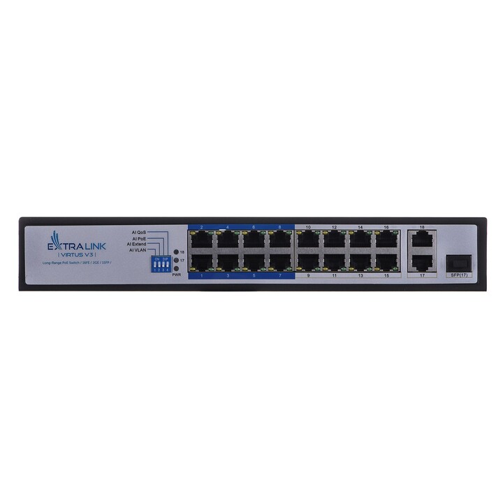 Extralink VIRTUS V3 No administrado L2 Fast Ethernet (10/100) Energía sobre Ethernet (PoE) 1U Negro