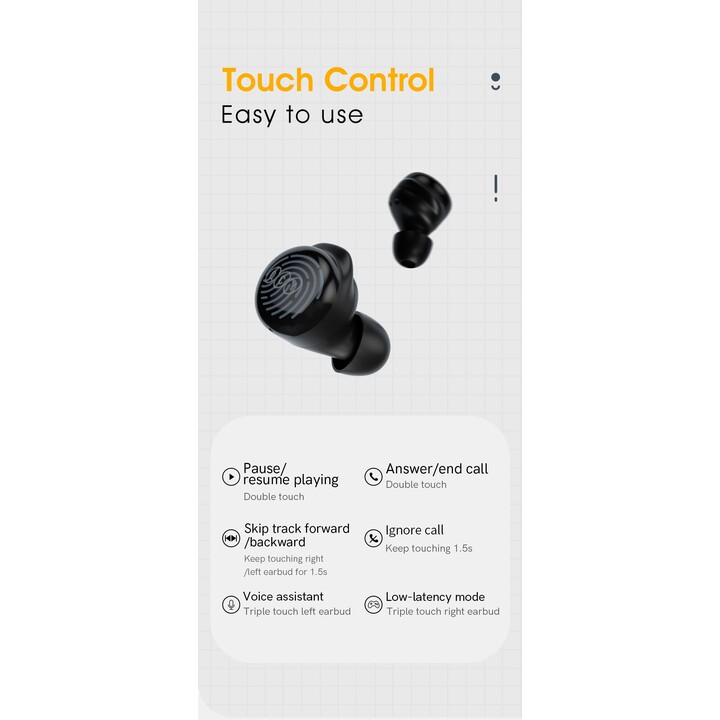 QCY T17 TWS White - Bluetooth Headphones