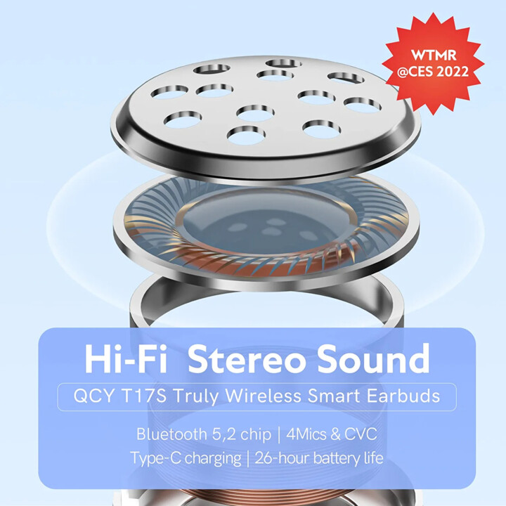 QCY T17s TWS Bianco - Cuffie Bluetooth