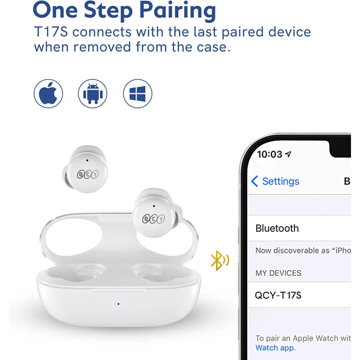 QCY T17s TWS Bianco - Cuffie Bluetooth