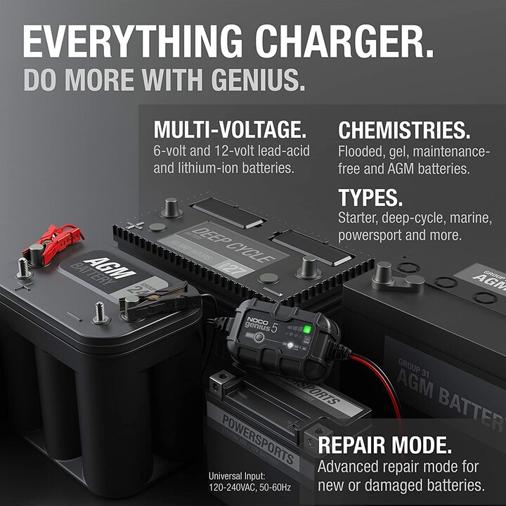 NOCO GENIUS5 5A Batterieladegerätfür6V/12V Batterien mit Wartungs- und Entschwefelungsfunktion