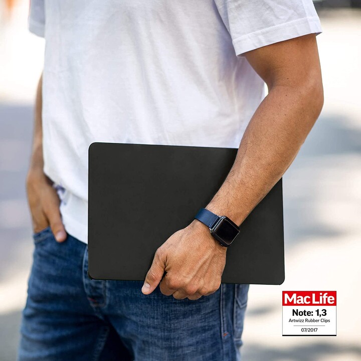 Clipe de borracha para Macbook 12 - Capa dura em clipe protetor de policarbonato - Preto