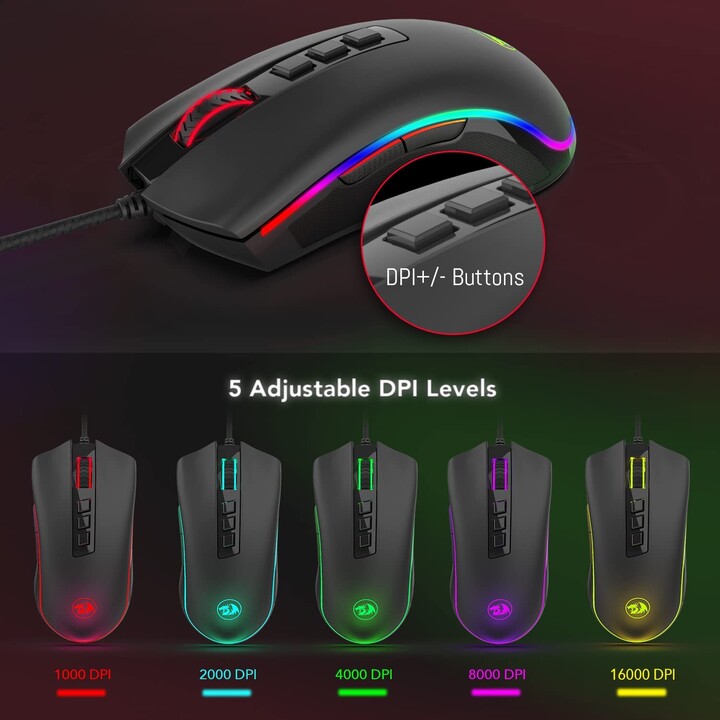 Redragon Cobra FPS Gaming 24000 Dpi RGB Black