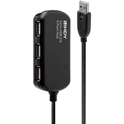 CÂBLE D&#39;EXTENSION ACTIF LINDY PRO USB 2.0, AVEC U HUB