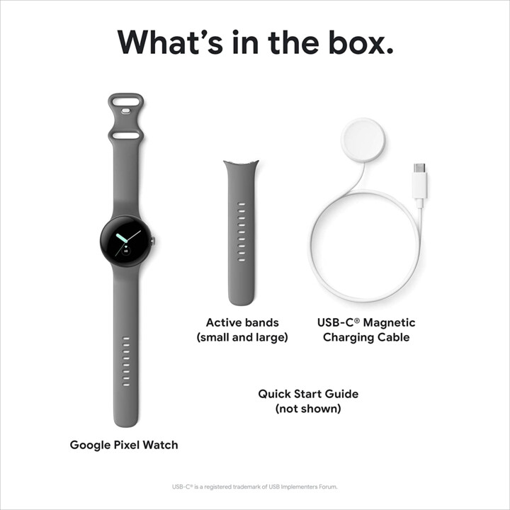 Google Pixel Watch LTE 41 mm argent (argent) et bracelet sport gris (anthracite)