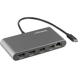 StarTech.com Dual-Monitor Thunderbolt Mini-Dock, 4K 60Hz HDMI, treiberloser Hub für Windows und Mac, Gigabit-Ethernet, 1x USB 5G