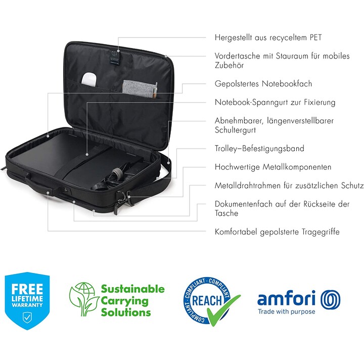 DICOTA Eco Multi Plus BASE 15""-17.3"" Notebook Case - Black