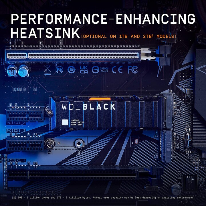 Disque SSD Western Digital WD Noir SN850X 1 To/M.2 2280 PCIe/avec dissipateur thermique