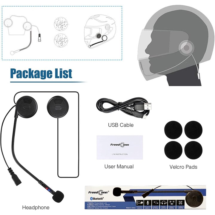Intercom for Motorcycle FreedConn L1M Wireless Bluetooth
