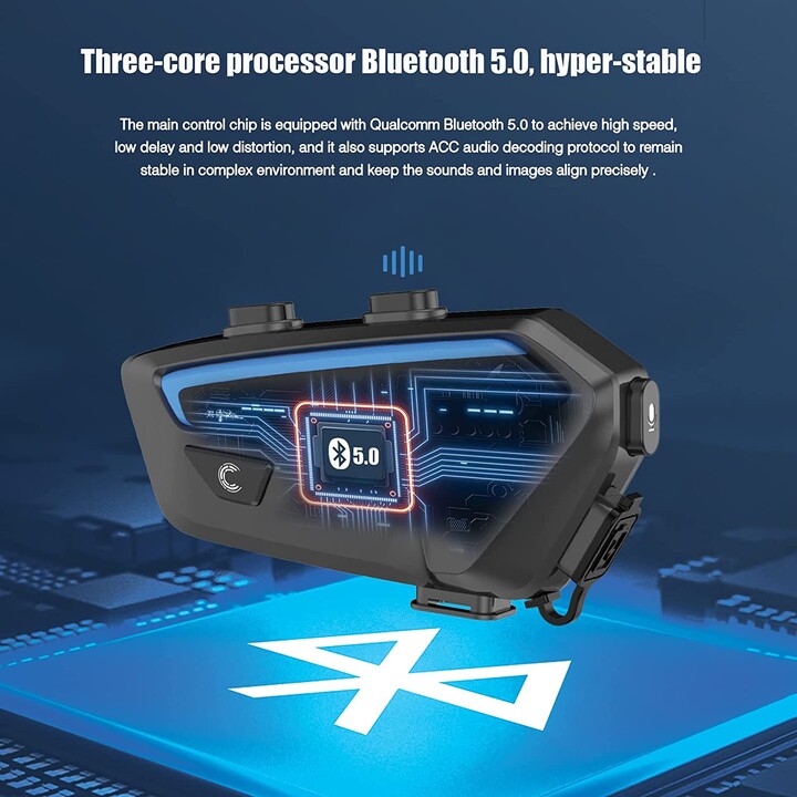Intercom for Motorcycle FreedConn FX Wireless Bluetooth Black