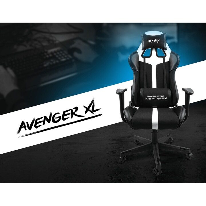 SEDIA DA GIOCO FURY AVENGER XL NERO E BIANCO