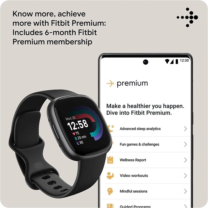 Fitbit Versa 4 Smartwatch nero/alluminio nero