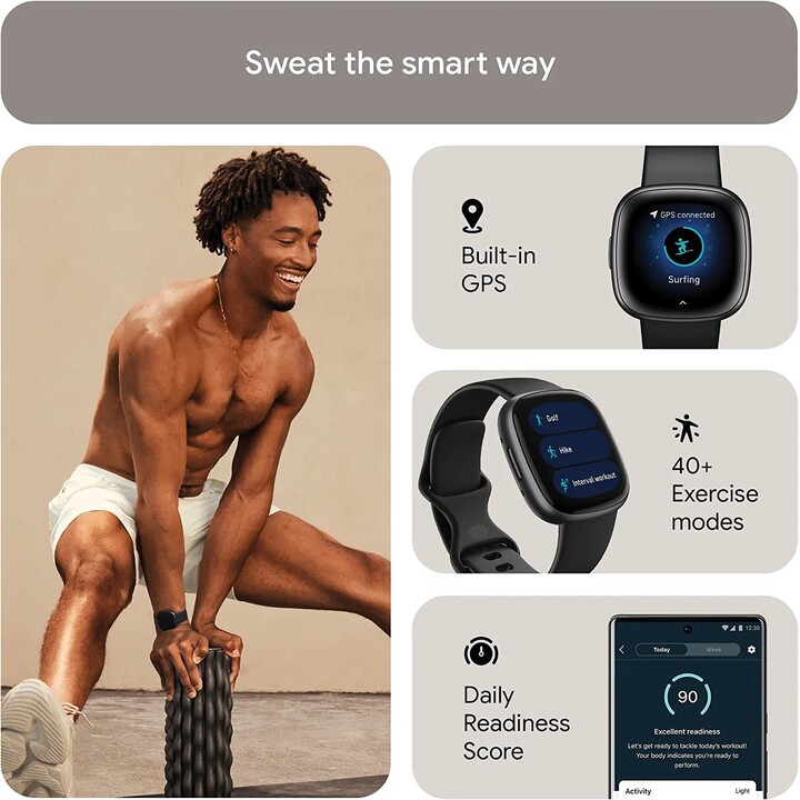 Fitbit Versa 4 Smartwatch nero/alluminio nero