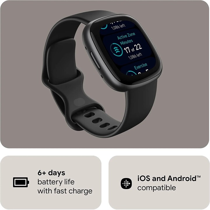 Fitbit Versa 4 Smartwatch nero/alluminio nero
