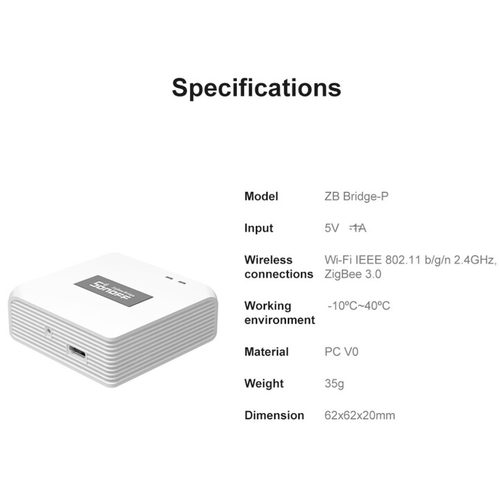 Sonoff Zigbee Bridge-P Gateway mit Batterie