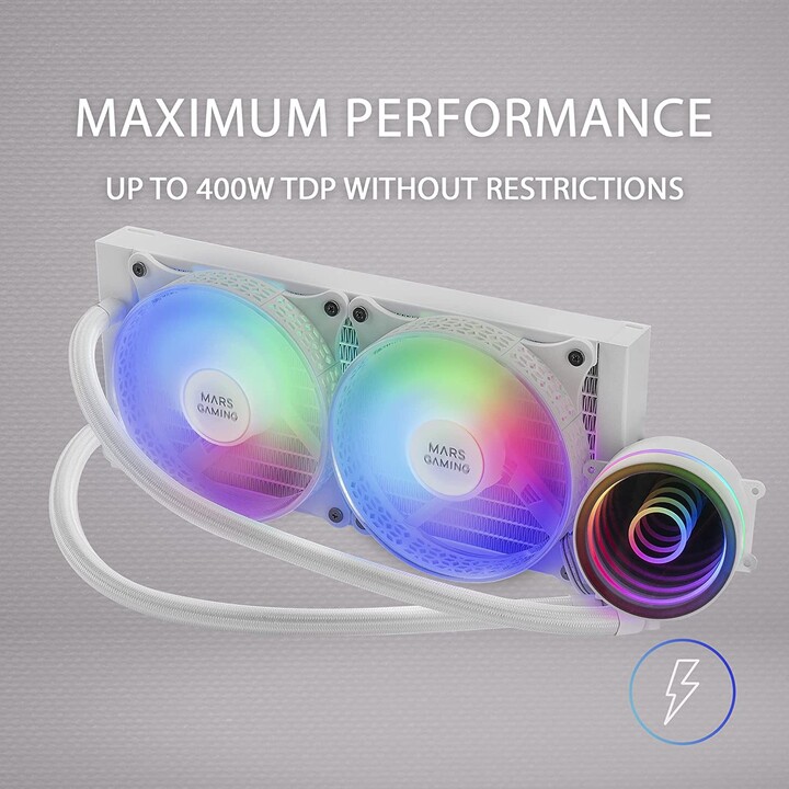 Mars Gaming Ml-One240 Bianco Rgb 2011/1200/1155/1151/775 Kit Raffreddamento A Liquido Cpu Am4/Am3/Am2
