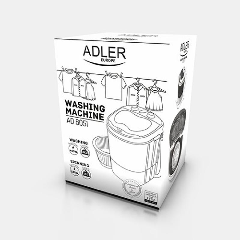 Adler AD 8051 lavadora Carga superior 3 kg Azul, Blanco