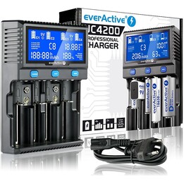 Cargador de baterías recargables de Li-ion y Ni-MH everActive UC-4200