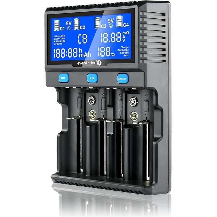 Chargeur de batterie pour les batteries rechargeables Li-ion et Ni-MH everActive UC-4200