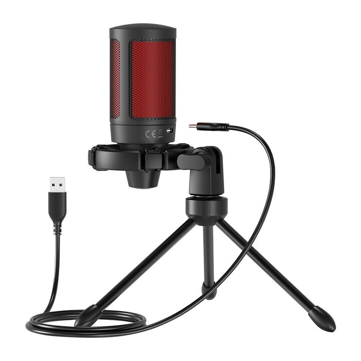 Microfono da gioco cablato SAVIO con retroilluminazione, treppiede, USB, SONAR PRO