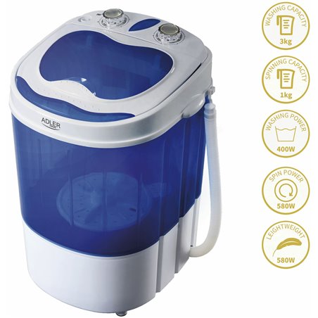 Adler AD 8051 lavadora Carga superior 3 kg Azul, Blanco