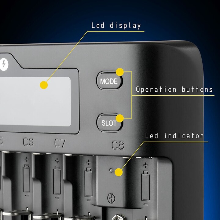 Cargador de baterías para baterías recargables de Li-ion y Ni-MH everActive UC-800