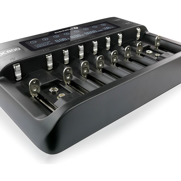 Cargador de baterías para baterías recargables de Li-ion y Ni-MH everActive UC-800