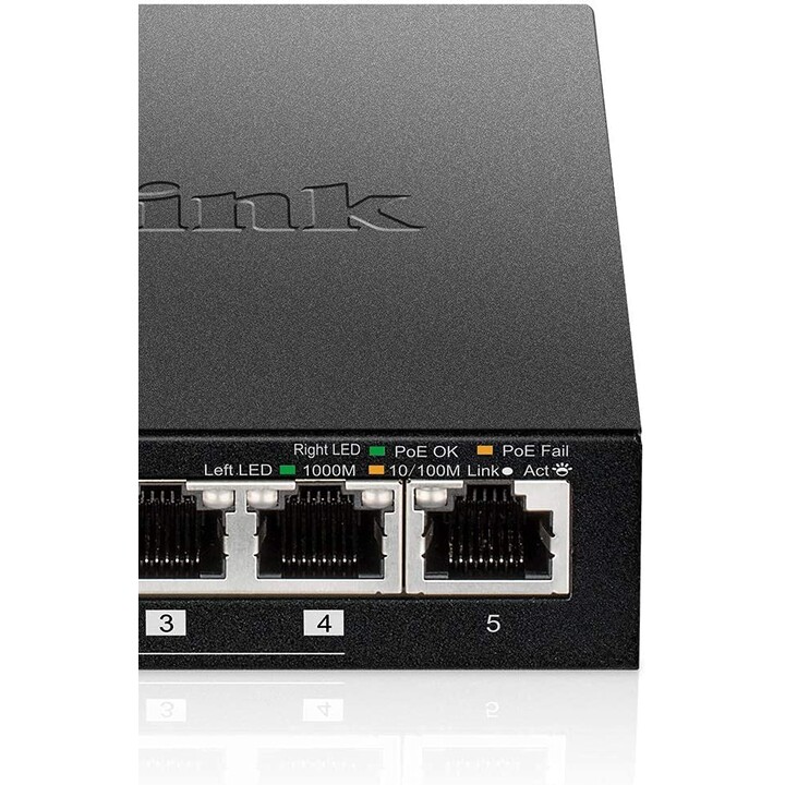 D-Link DGS-1005P switch No administrado L2 Gigabit Ethernet (10/100/1000) Energía sobre Ethernet (PoE) Negro