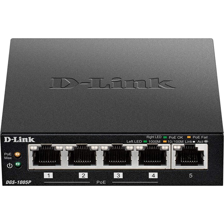 D-Link DGS-1005P switch No administrado L2 Gigabit Ethernet (10/100/1000) Energía sobre Ethernet (PoE) Negro