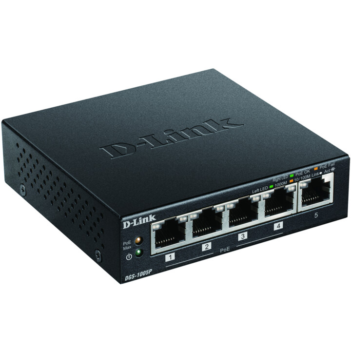D-Link DGS-1005P switch unmanaged L2 Gigabit Ethernet (10/100/1000) Power over Ethernet (PoE) Black