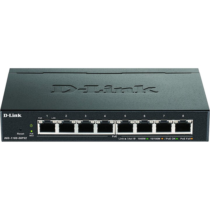 D-LINK DGS-1100-08PV2 Smart Managed Switch Gigabit Ethernet PoE+ schwarz