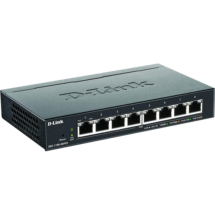 D-LINK DGS-1100-08PV2 Switch gestionado inteligente Gigabit Ethernet PoE+ negro