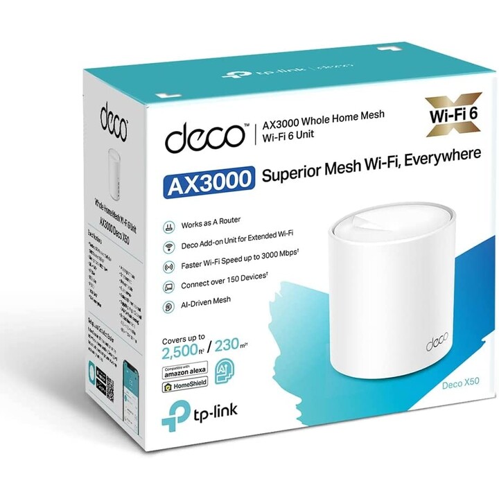 TP-Link Deco X50 Doble banda (2,4 GHz / 5 GHz) Wi-Fi 6 (802.11ax) Blanco 3 Interno