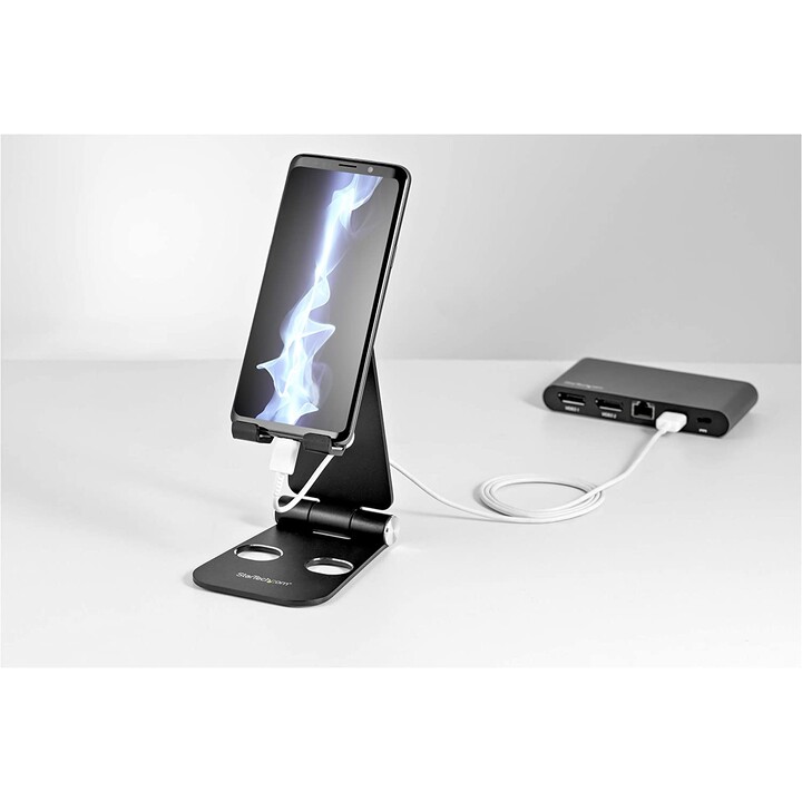 StarTech.com USPTLSTNDB Soporte para teléfono y tablet, plegable, multiángulo, negro