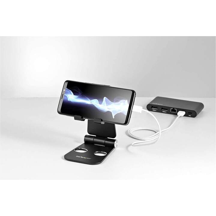 StarTech.com USPTLSTNDB phone and tablet stand, foldable, multi-angle, black