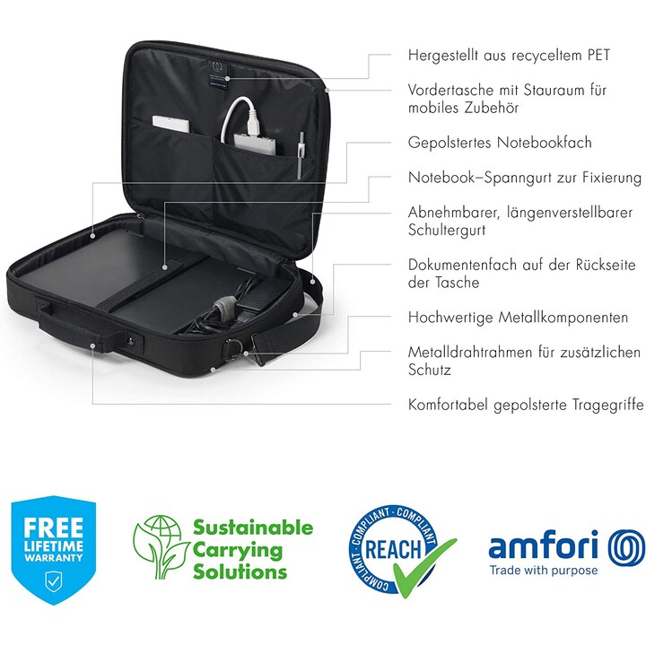 DICOTA Eco Multi Base 15""-17.3"" Notebook Case - Black