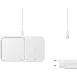 Samsung Wireless Charger Duo with Fast Charging Adapter EP-P5400T - Inductive Charging Station (White)