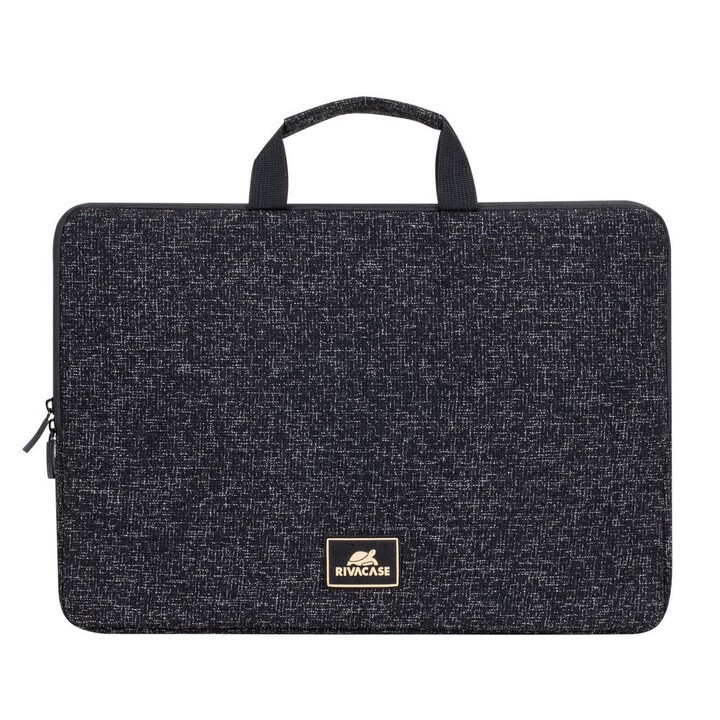 RIVACASE Anvik 15,6" laptop case, noir, avec poignée, matériau imperméable, intérieur en peluche, poche arrière pour smartphone,