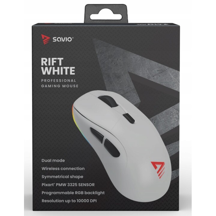 Savio RIFT Weiss Dual-Mode-RGB-Gaming-Maus