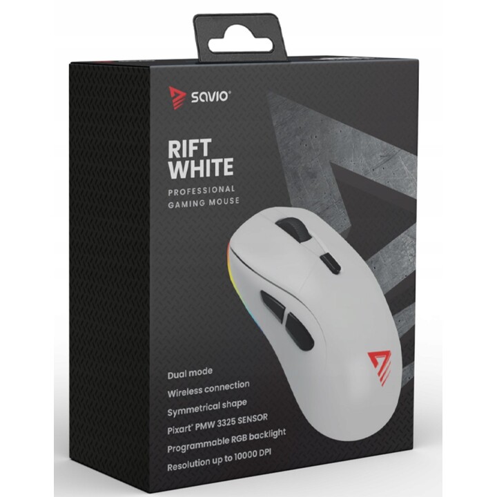 Souris de jeu RVB double mode Savio RIFT Blanc