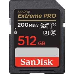 MÉMOIRE SD 512GB SANDISK EXTREME PRO UHS-I 3 CLASSE 10 200MB/S