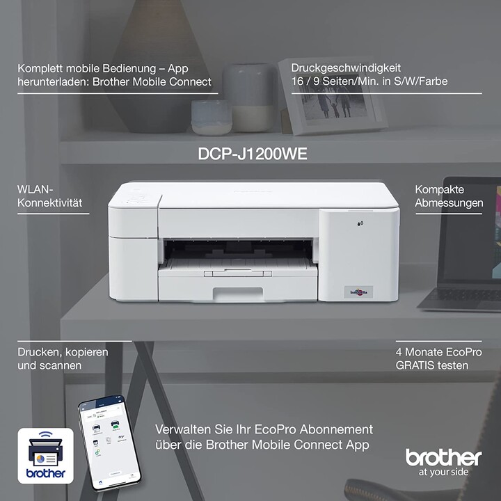ispositivo multifunzione a getto d'inchiostro Brother DCP-J1200WE ECO Pro (A4, 3in1, stampante, scanner, fotocopiatrice, fr